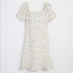 LOFT polka dot tie back flare dress